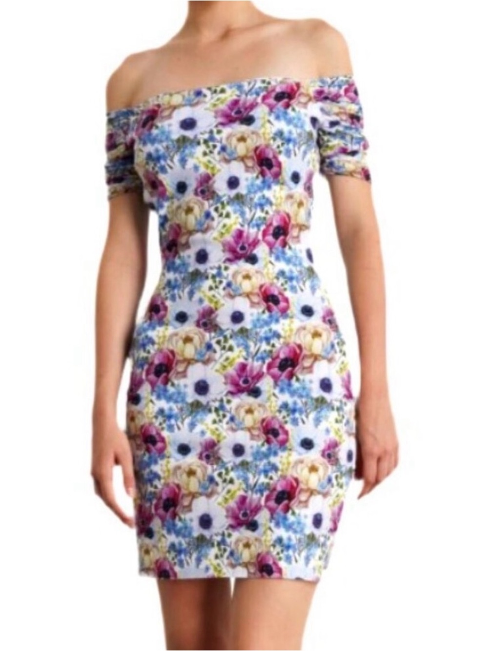 ⭐️HOST PICK! 😮NWT - Chiara Boni - Floral Body-con Off-Shoulder Mini Dress - 2